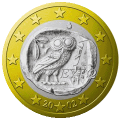 Монета 1 евро, Греция (аверс)