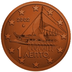 Монета 1 евроцент, Греция (аверс)