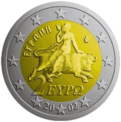 Монета 2 евро, Греция (аверс)