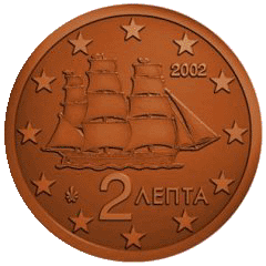 Монета 2 евроцента, Греция (аверс)