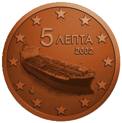 Монета 5 евроцентов, Греция (аверс)
