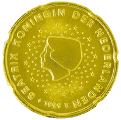 Монета 20 евроцентов, Голландия (аверс)