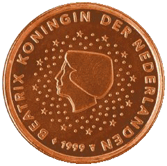 Монета 1 евроцент, Голландия (аверс)