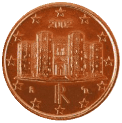 Монета 1 евроцент, Италия (аверс)