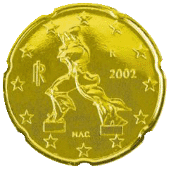 Монета 20 евроцентов, Италия (аверс)