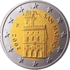Монета 2 евро, Сан-Марино (аверс)
