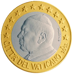 Монета 1 евро, Ватикан (аверс)