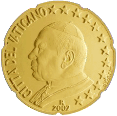 Монета 20 евроцентов, Ватикан (аверс)